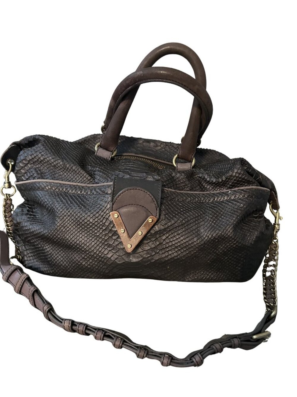Pour La Victoire Python Leather handbag